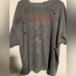 Gray Distressed AC/DC T-Shirt